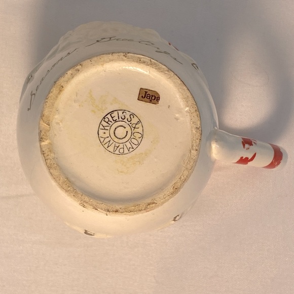 1950's Kreiss & Co. Santa Mug Christmas Rhinestone Eyes, Hand Painted. - Picture 9 of 10